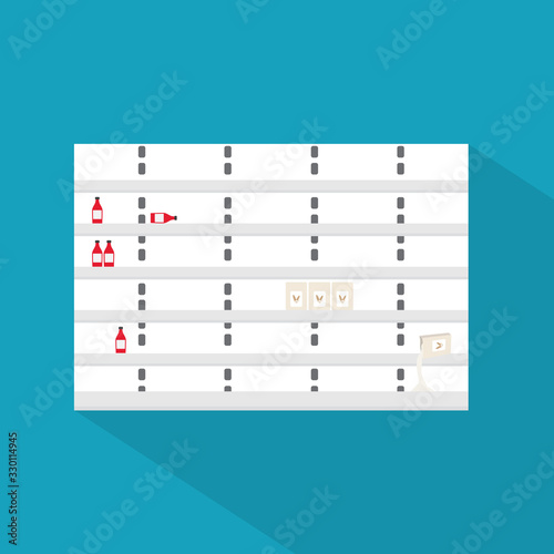 empty supermarket shelves - vector illustration