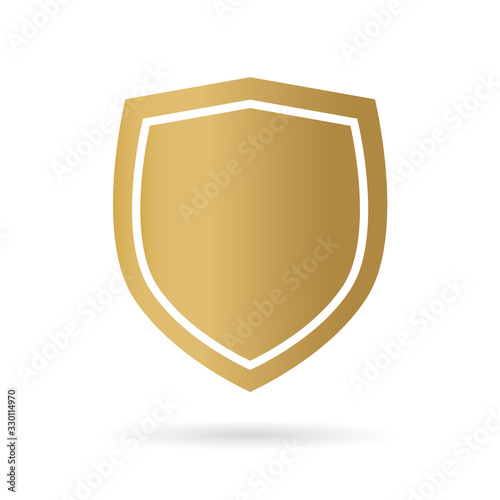 golden shield icon- vector illustration