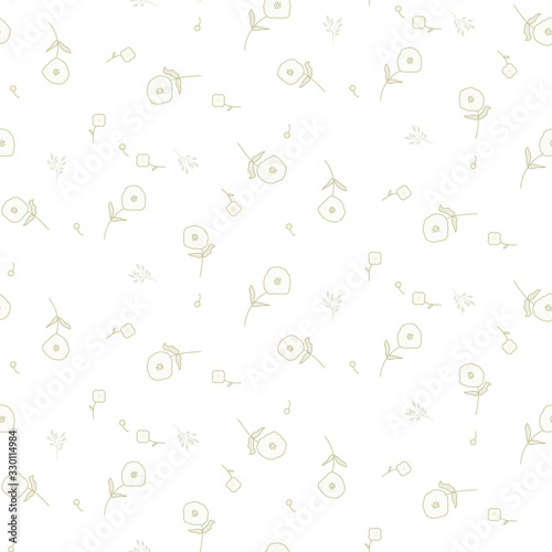 Floral seamless pattern with tiny flowers. Vector white background.