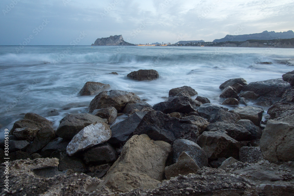 Calpe from Moraira viewpoint Marina Alta coast in Alicante province Spain Calpe from Moraira viewpoint Marina Alta coast in Alicante province Spain