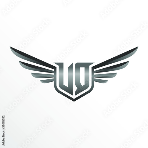 Initial Letter VQ with Wings