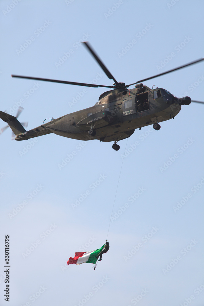 Fototapeta premium Cameri (NO), Italy - October 04, 2009: Military airbase Cameri, the Italian acrobatic team 