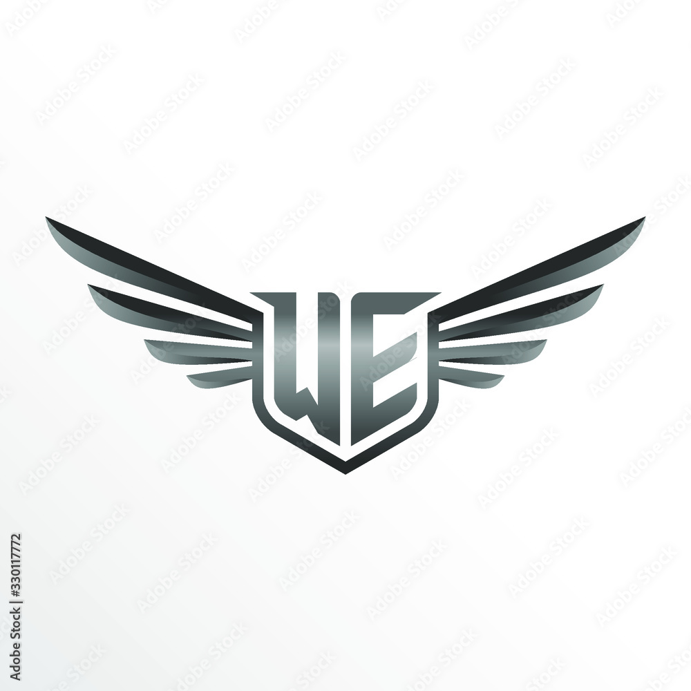 Initial Letter WE with Wings Initial Letter WE with Wings
