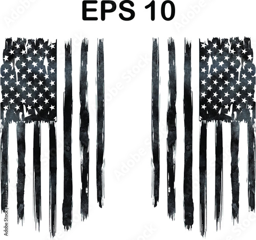 USA Flag, watercolor flag - Distressed american flag, usa flags. EPS 10, Clip art,	 Only commercial use