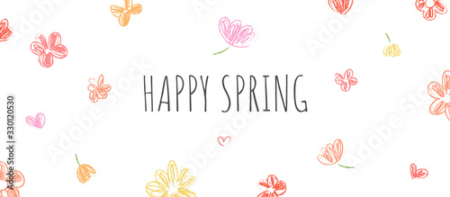 Draw vector banner flower for spring season Sketch chalk brush.