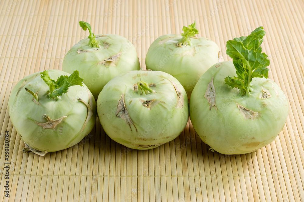 Kohlrabi (lat. Brassica oleracea var. gongylodes L.) Stock Photo ...