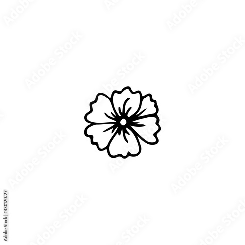 Black and white image of a flower. Vector illustration. Hand-drawn doodle for design, web, icons.