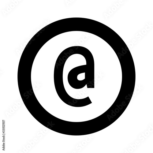 Flat black icon of email