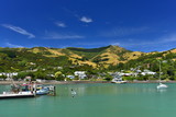 Harbour of Akaroa, a small town in the Canterbury region, South Island, New Zealand