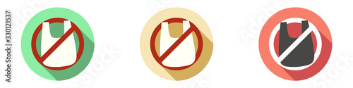 No plastic bag icon. Set Vector illustration flat design isolated on white background. Icon