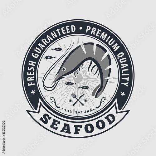 Seafood design concept with shrimp or prawn. Vector illustration