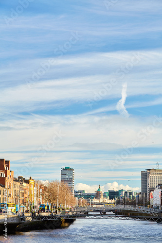 A view along the quays in Dublin City, Ireland