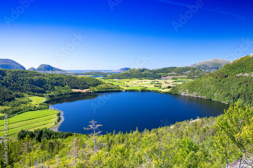 Lake in Sømna municipality on a great summer day, Nordland county
