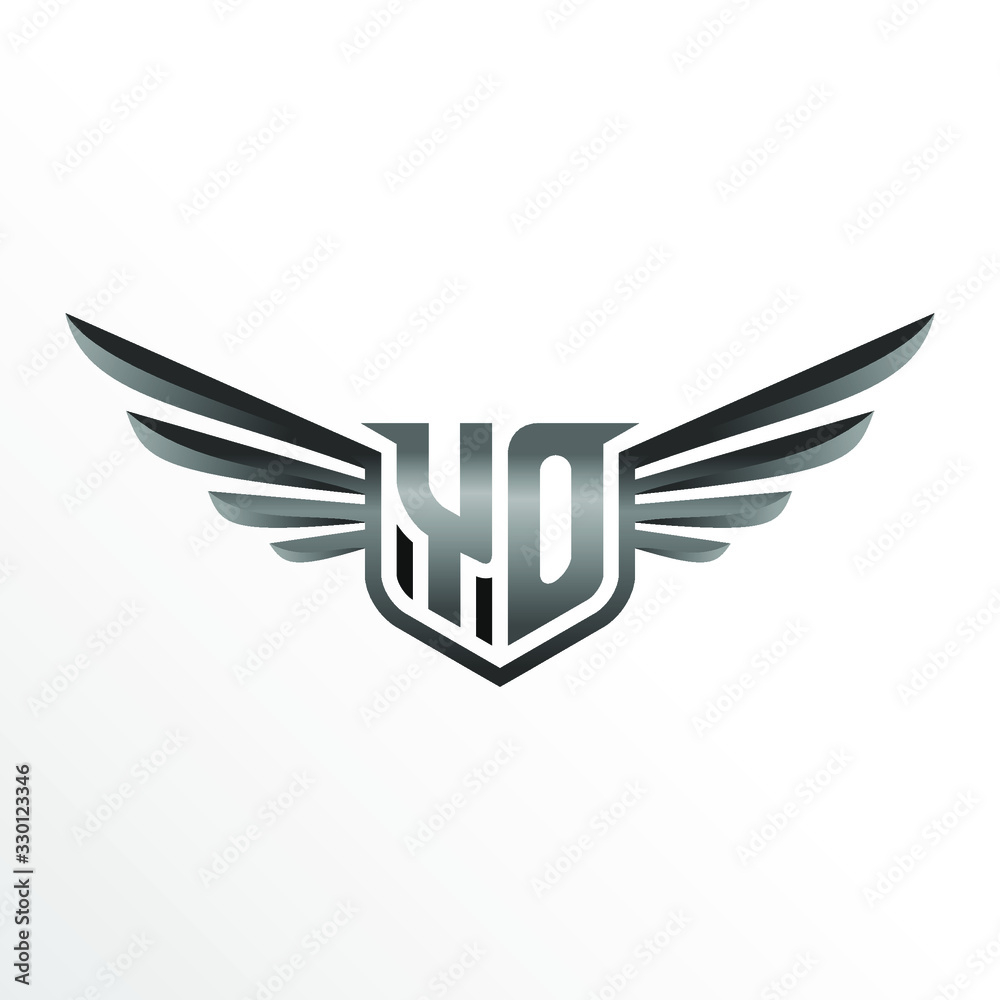 Fototapeta premium Initial Letter YO with Wings