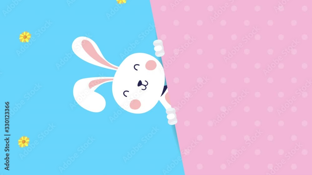 happy easter animated card with rabbit