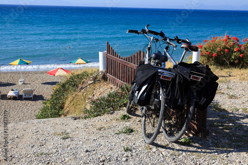 Wallpaper Mural Kamiros, Rhodes / Greece - June 23, 2014: Bicycles in a beach near Kamiros, Rhodes, Dodecanese Islands, Greece. Torontodigital.ca