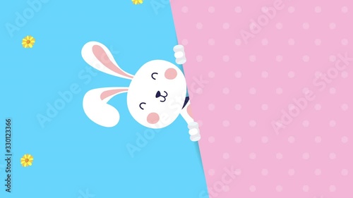 happy easter animated card with rabbit