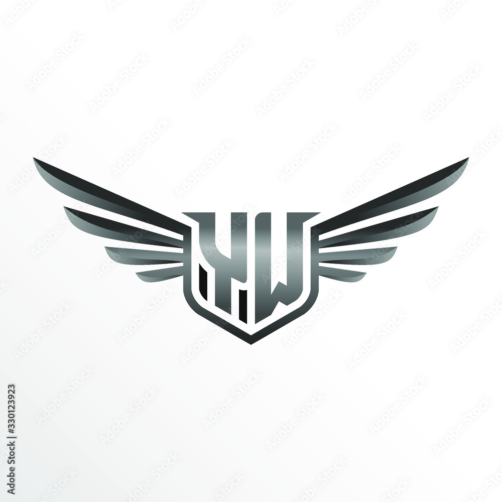 Initial Letter YW with Wings Initial Letter YW with Wings