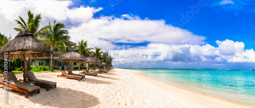Fototapeta Naklejka Na Ścianę i Meble -  Best tropical beach destination - paradise island Mauritius, Le Morne beach