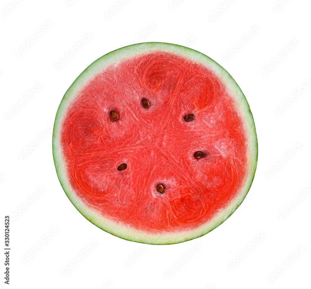 A half of fresh watermelon isolated on white background. A half of fresh watermelon isolated on white background.