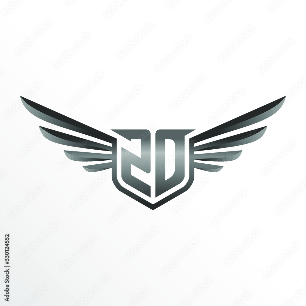 Initial Letter ZD with Wings Initial Letter ZD with Wings