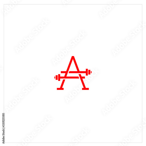initial letter A with barbell logo design , logo letter a barbell , logo barbell letter a 