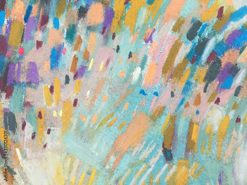 Vivid abstract background with natural pastel texture. Artistic light backdrop with colorful crayon textures. Banner template. Art gallery poster design. Mental health concept. Abstract expressionism.