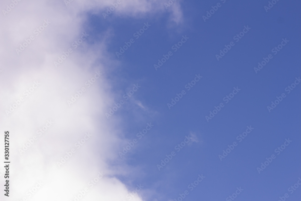 Blurry white clouds against the blue sky.