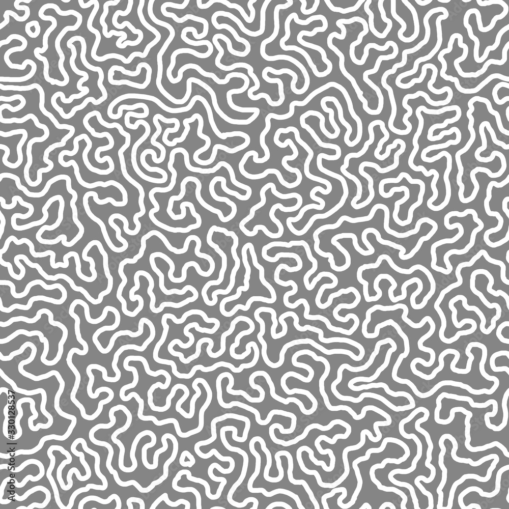 Labyrinth abstraction seamless pattren. Simple curved line. Modern and stylish. Design for wallpaper, fabric, textile, websites, shops, labels.