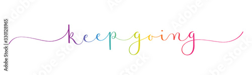 Plakat KEEP GOING vector rainbow-colored brush calligraphy banner with swashes
