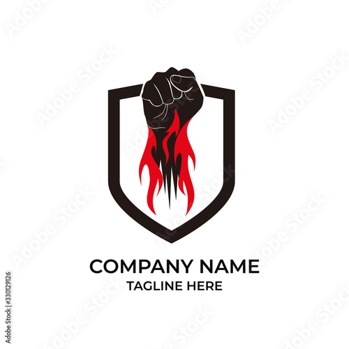 Logo Fire Fist With Shield