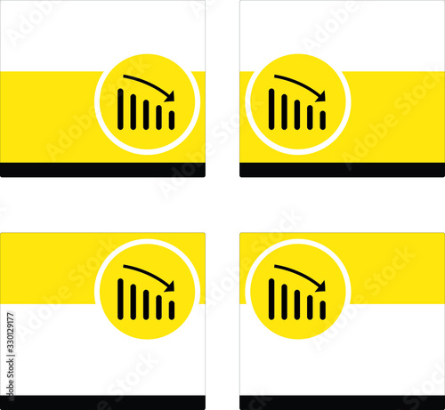 icon BAR on yellow white and black frame, icon chart in right or left position,