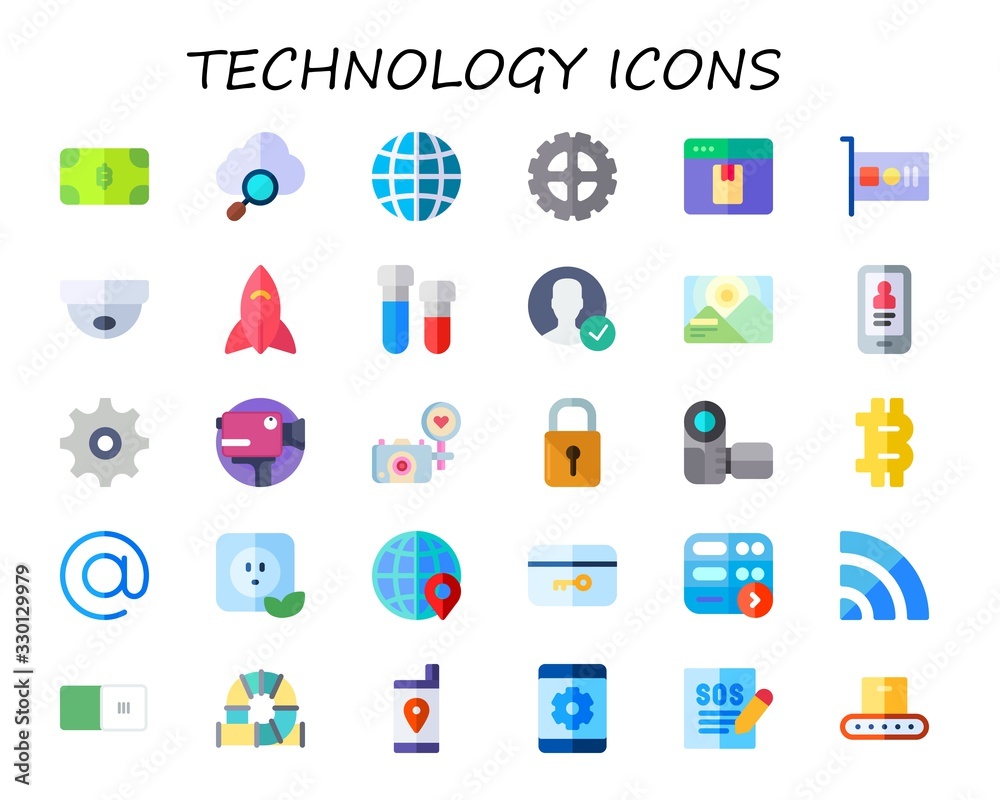 Modern Simple Set of technology Vector flat Icons