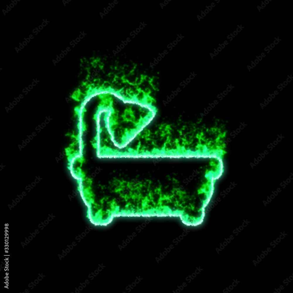 The symbol bath burns in green fire