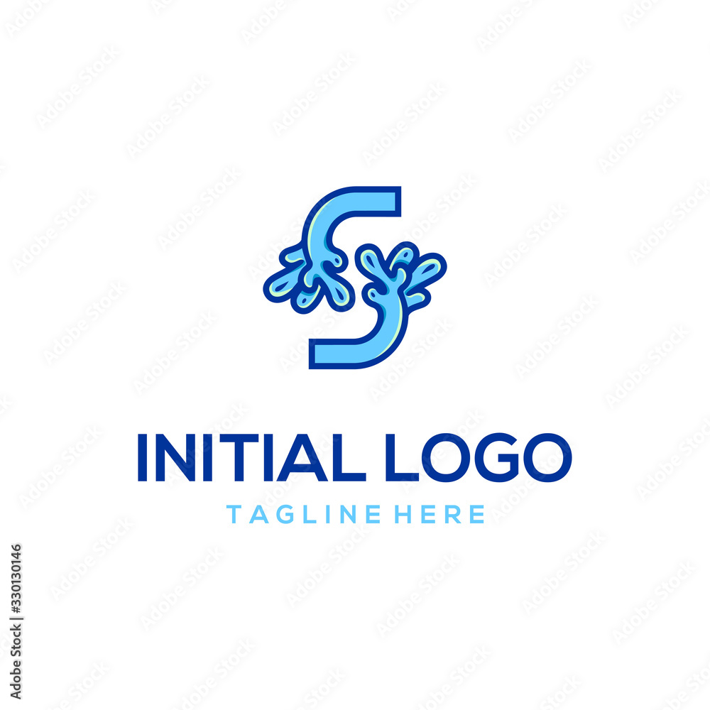 Letter S Water Splash Nature Abstract Creative Illustration Icon Modern Logo Design Template Element Vector