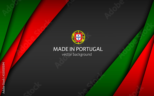 Made in Portugal, modern vector background with Portuguese colors, overlayed sheets of paper in Portuguese colors, abstract widescreen background