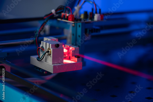 Laser development system in optical laboratory.
