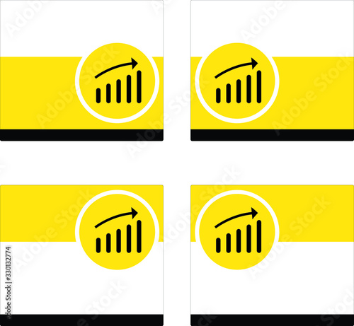 icon BAR is UP on yellow white and black frame, icon chart in right or left position, focus in Foreign direct investment