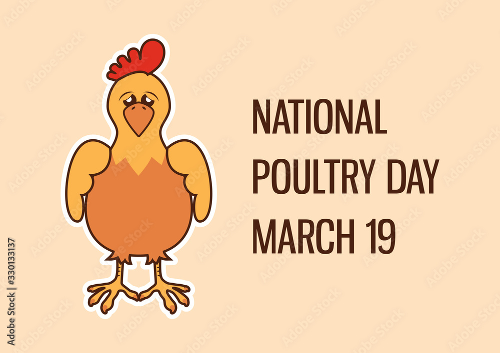 National Poultry Day vector. Sad chicken cartoon character. Sad hen