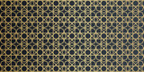 Luxury geometrical shape ornament decoration with gold black arabian pattern. Black gold gradient modern background and calligraphy for ramadan kareem 