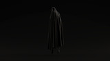 Black Ghost Floating Evil Spirit  Black Background 3d illustration 3d render	