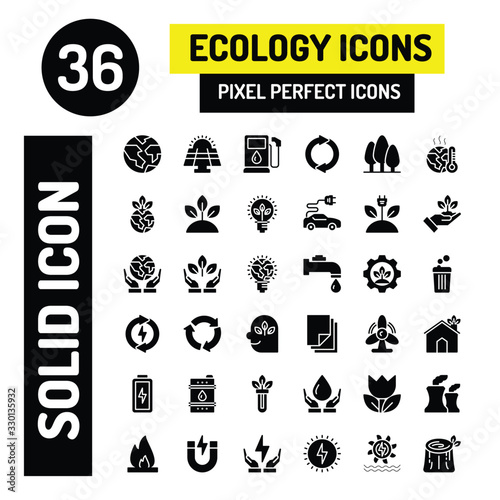 36 Ecology Solid icon  Modern ecology icons set  vector Illustration