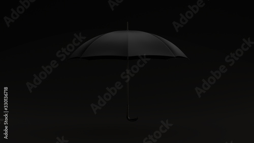 Black Umbrella Black Background 3d illustration 3d render 