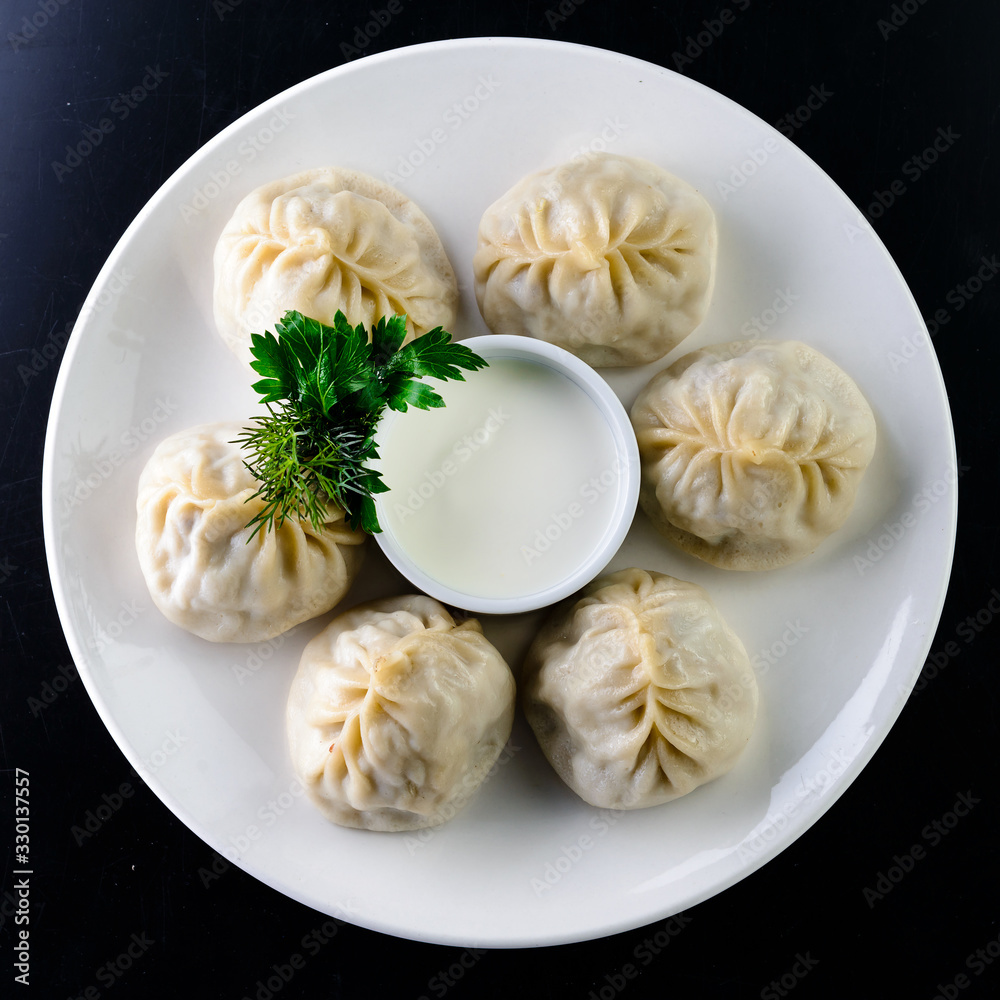 manti large dumplings closeup manti large dumplings closeup