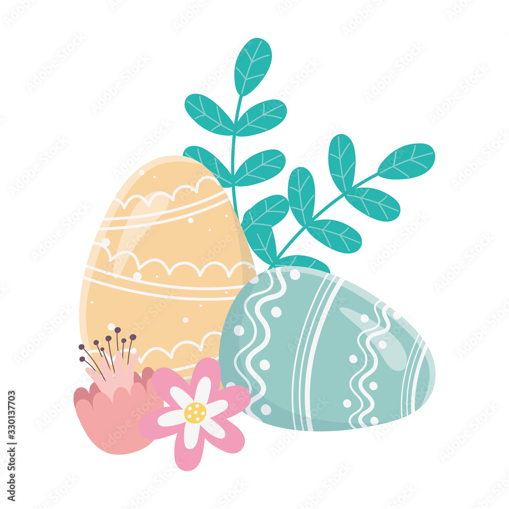 happy easter day, painted eggs ornament flowers foliage decoraiton happy easter day, painted eggs ornament flowers foliage decoraiton