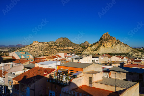 Sunset view of Archena with its mountains in Murcia region, Spain photo