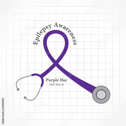 World epilepsy day (Purple day) - Epilepsy Awareness-26 march. Purple ribbon.