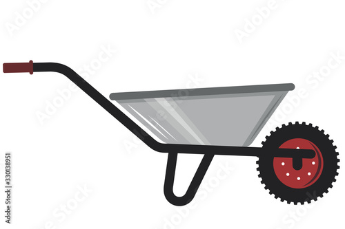 Construction wheelbarrow.Vector cartoon illustration isolated on white background.