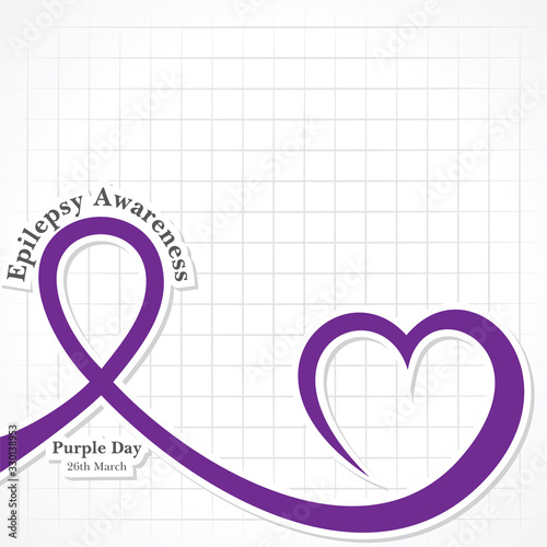 World epilepsy day (Purple day) - Epilepsy Awareness-26 march. Purple ribbon.