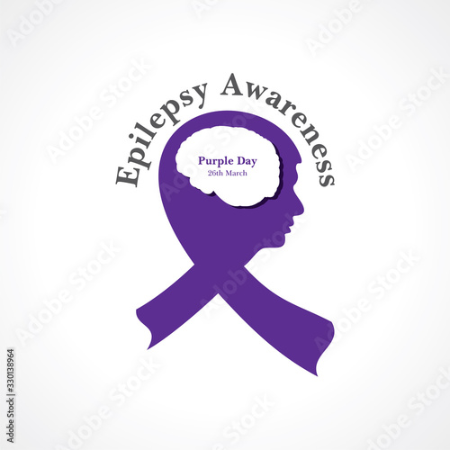 World epilepsy day (Purple day) - Epilepsy Awareness-26 march. Purple ribbon.